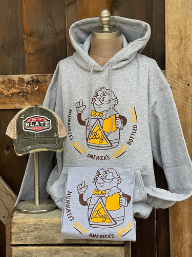 Blatz Beer FINEST Graphic Hoodie- Heather Grey